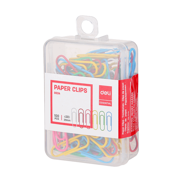 Deli E0024 Color Paper Clips - 29mm (pkt/100pc)